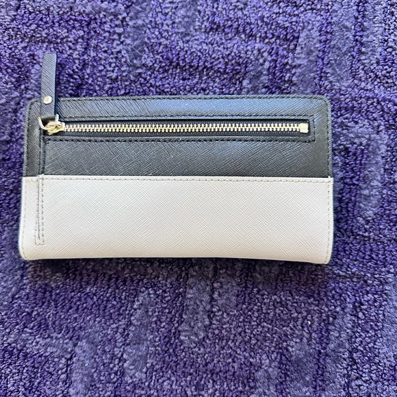 Kate Spade Slim Bifold Wallet Black White - Picture 2 of 7